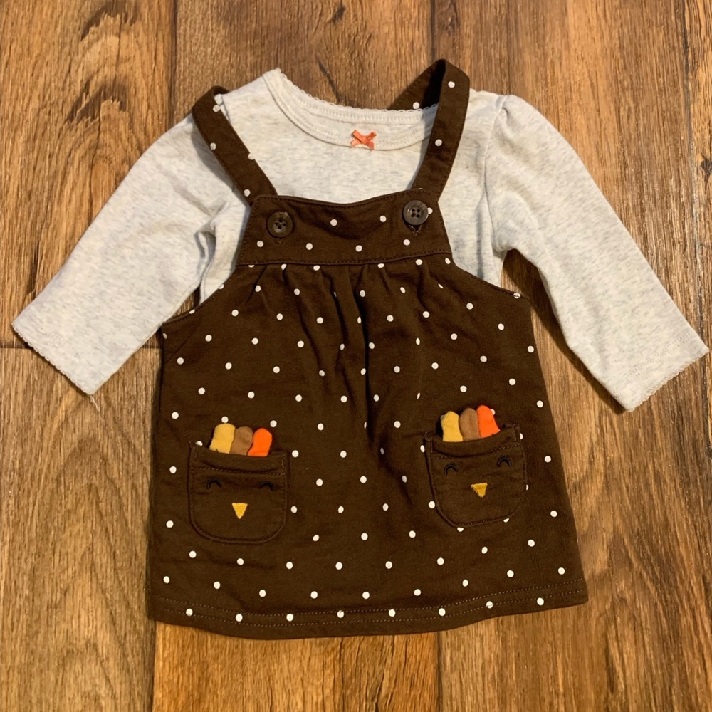 Carter's Turkey overall dress Thanksgiving- Size: 3 month